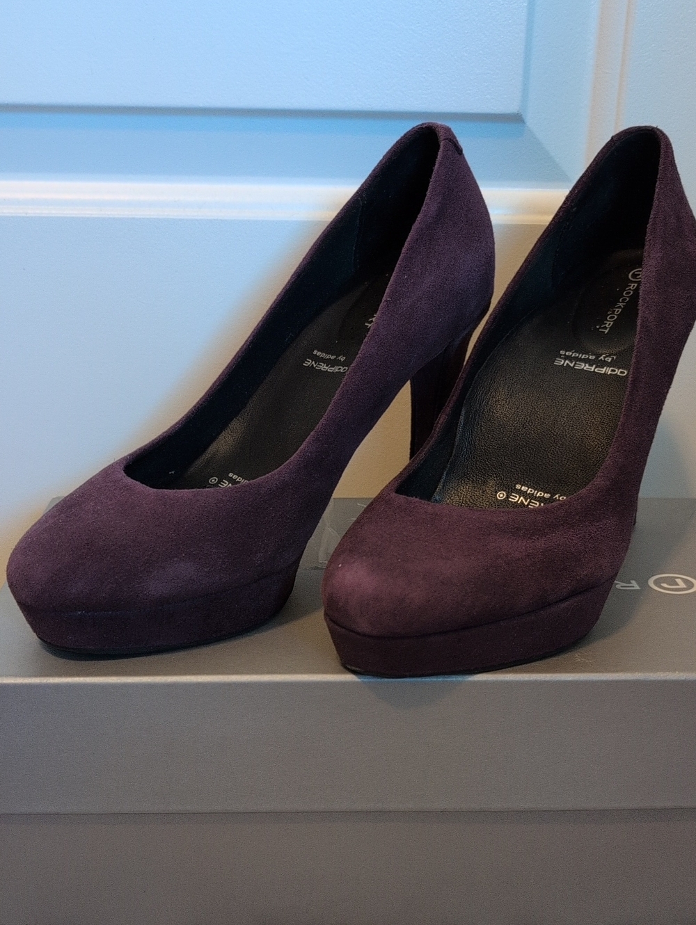 Rockport Deep Plum Suede Platform Heels